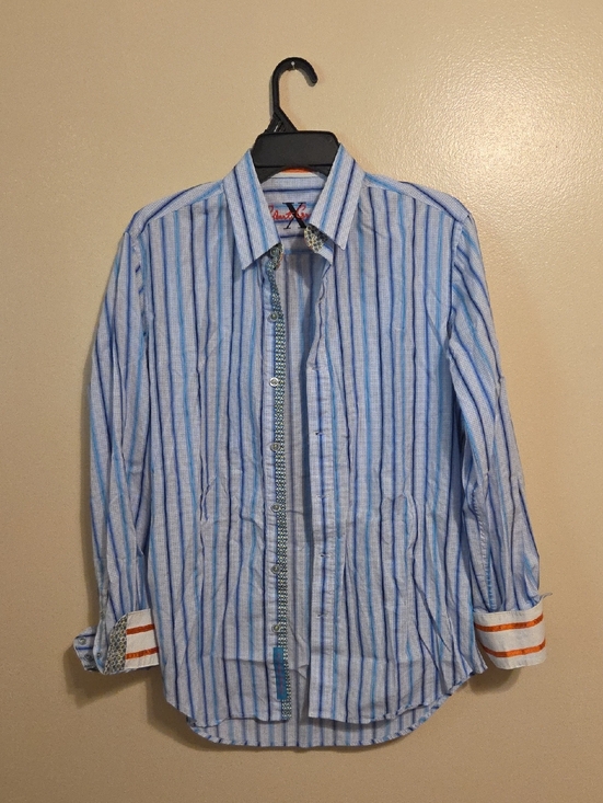 Robert Graham Other - Robert Graham Men's Blue Long Sleeve Cotton Button Up Shirt Flip Cuff - Size S